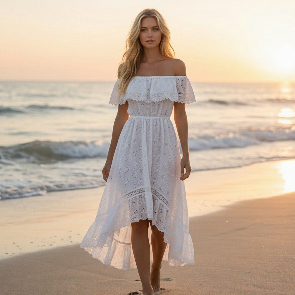 Vestido Longo de Renda Blossom Azure