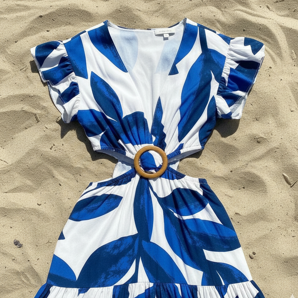 Vestido Longo Azul Aurora Fleurs