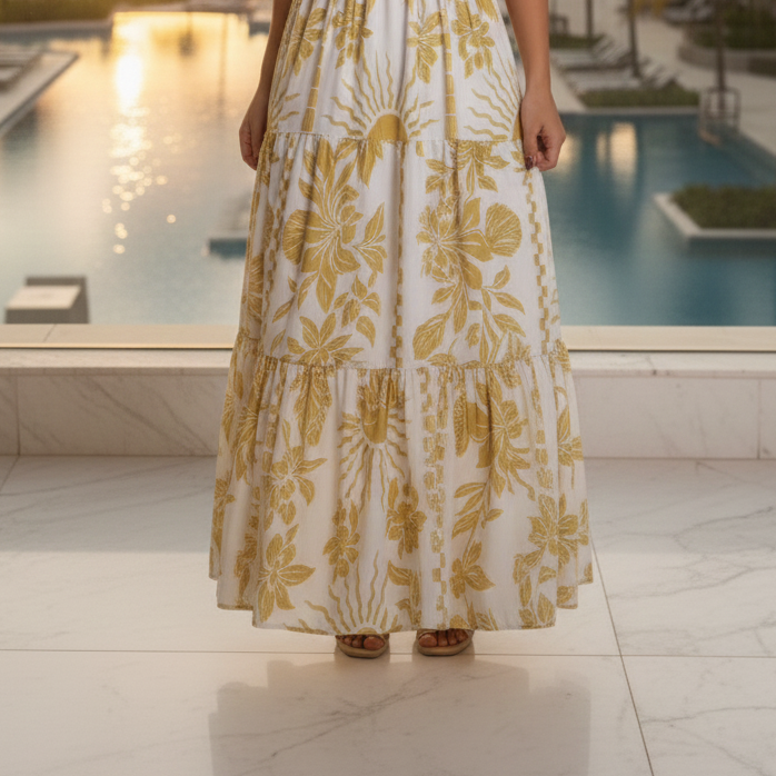 Vestido Longo Gold Étoile Noire