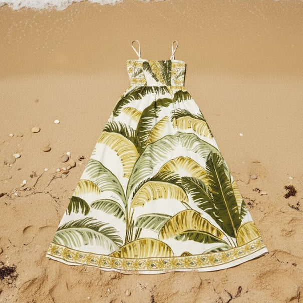 Vestido longo Floral Palm Oasis