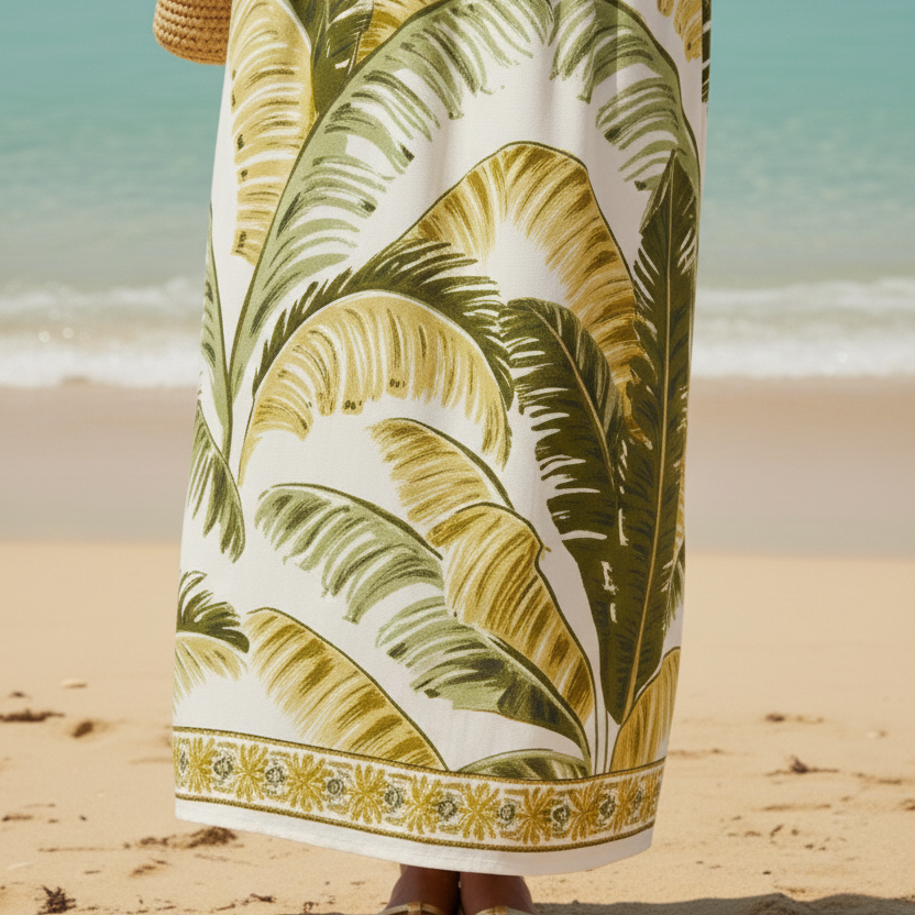 Vestido longo Floral Palm Oasis