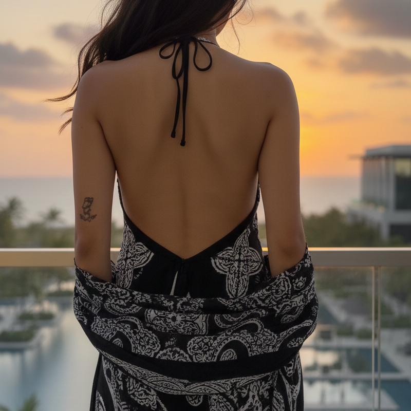 Vestido Longo Preto Silhouette de Soie