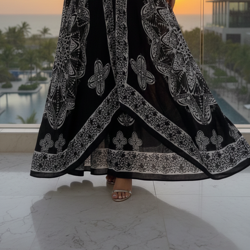 Vestido Longo Preto Silhouette de Soie