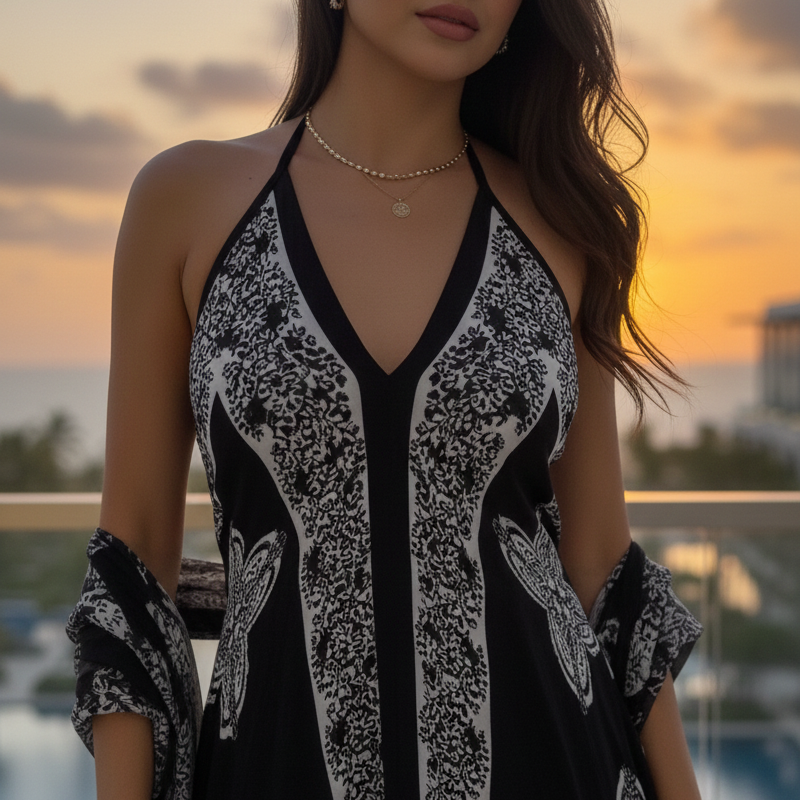 Vestido Longo Preto Silhouette de Soie