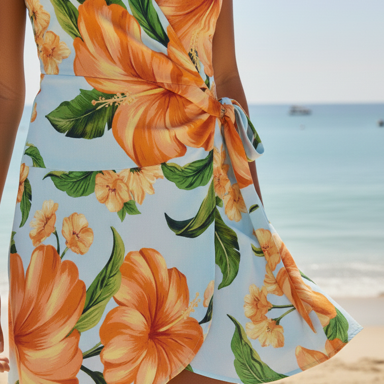 Vestido Curto Floral Azure Magnifique